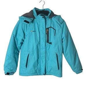Gemyse Girls Waterproof Winter Jacket Teal Blue Removable Hood Size 10/12